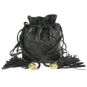 Chanel Black Lambskin Bucket Tassel Drawstring Shoulder Bag 136113
